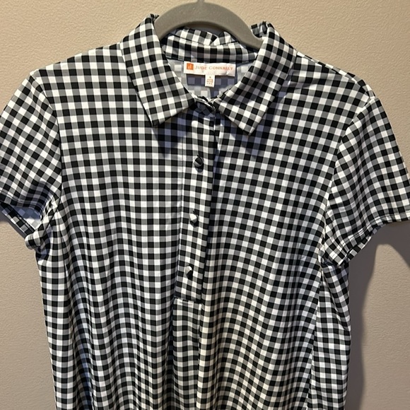 Jude Connally Devyn Black White Check Short Sleeve Top Size Small - Picture 2 of 6